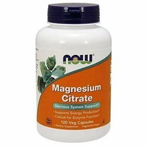 NEW NOW Magnesium Citrate for Nervous System Support 400 mg 120 Veg Caps - £14.64 GBP