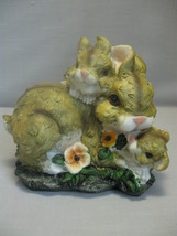  Ceramic Figurine Bunnies With Mama Rabbit Family Staying Close to Mom - $7.95