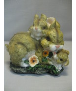  Ceramic Figurine Bunnies With Mama Rabbit Family Staying Close to Mom - £6.35 GBP