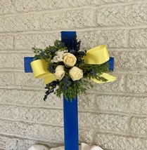 Cemetery flowers , cemetery cross, memorial flowers, cross with flowers,... - $25.00