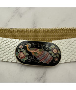 Womens Vintage 80s Scaled Peacock Belt One Size White Black Cloisonne Bu... - $40.60 CAD