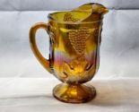 Indiana Glass IRIDESCENT MARIGOLD Harvest Grape CARNIVAL GLASS Footed Pi... - $54.97