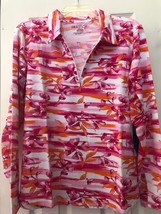 Nwt Ladies Ibkul Icikuls Mia&#39;s Blossom Pink Orange Long Sleeve Golf Polo L &amp; Xl - £39.95 GBP