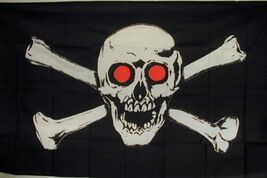 SKULL XBONE RED EYES FLAG FL098 flags skulls crossbones 3 x 5 pirate new... - $6.82