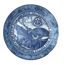 Long Beach California Spruce Goose Queen Mary Pottery Platter Charger 12-1/2&quot; - £47.82 GBP