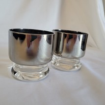VTG Dorothy Thorpe Wide Silver Band Stack Set of 2 Glasses Bar Tumbler Low Ball - £15.58 GBP