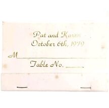 Pat And Karen 1979 Wedding Vintage Matchbook Table Reservation Struck E78C - $19.99