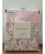 Laura Ashley Twin Sheet Set Pink Roses Stripe Border Cottage Cotton Perc... - $729.58 MXN