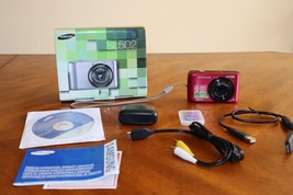 Samsung Digimax SL502 12.2MP Digital Camera Red Charger Battery 2GB SD Card Box - $45.00