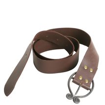 Munetoshi Brown Dark Age Medieval Belt with Hand Forged Iron Buckle Renaissance  - £23.84 GBP