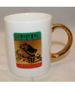 Starbucks Christmas Blend White CoffeeTea Mug Cup Gold Handle Made in Ta... - £25.78 GBP