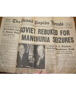 The Grand Rapids Herald Soviet Rebuked for Manchuria Seizures 1946 - $11.99