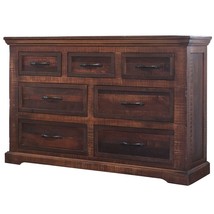 61" Brown Solid Wood Seven Drawer Double Dresser - $20,571.57 MXN