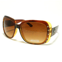 Women&#39;s Oversized Squared Fashion Designer Sunglasses W/ Rhinestones Brown - £14.40 GBP