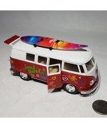 Kinsmart 1962 Volkswagen Classical Bus 1:32 Surfboard Love Peace 5&quot; Red ... - £7.13 GBP