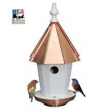 19&quot; Bluebird House - Round Copper Top Blue Bird Birdhouse Amish Handcrafted Usa - £92.53 GBP