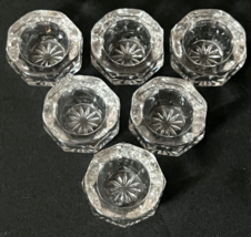 Vintage Clear Glass Octagon Salt Dips Starburst Bottom -  Set of 6 - £11.78 GBP