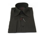 Men&#39;s Axxess Turkey Shirt 100% Cotton Long Collar 224-06 French Cuffs Black - $89.99