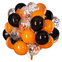 Orange And Black Latex Balloons Orange Black Confetti Balloon Pack Of 50,Party H - £15.81 GBP