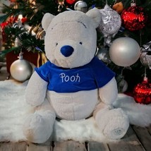 Disney Store &quot;Winter Pooh&quot; Winnie The Pooh 18” White Blue Christmas Plush Toy - £30.37 GBP