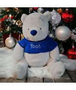 Disney Store &quot;Winter Pooh&quot; Winnie The Pooh 18” White Blue Christmas Plus... - £29.89 GBP