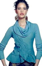 Anthropologie Switching Sides Top Medium 6 8 Blue Cables Sweater Pullover Moth M - £64.81 GBP