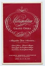 Metropolitan Opera Program 1945 Minnesota Patrice Munsel Helen Traubel Pinza  - £23.71 GBP