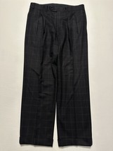 Guabello 34 x 30 Wool Cashmere Flannel Harold Powell Black Windowpane Trousers - £47.91 GBP