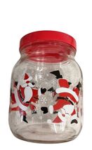 Vintage Christmas Santa Glass Jar with Red Lid Holiday Candy Cookie Kitchen - $11.86