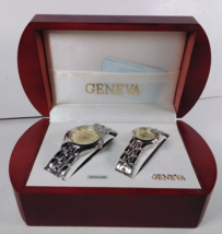 Geneva His &amp; Her Matching Silver Tone Quartz Watches In Box Untested - £7.79 GBP