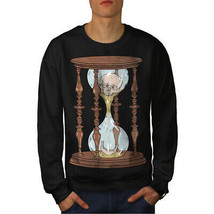 Wellcoda Clock Time Skull Mens Sweatshirt, Scary Casual Pullover Jumper - £24.11 GBP+