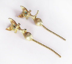 Vintage Mid Century MCM Costume Gold Rhinestone Cat Cluster Pins Pin Brooch - £11.72 GBP