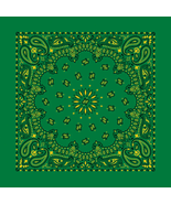 Kelly Green/Yellow 22" x 22" Paisley Print Bandana - $9.54