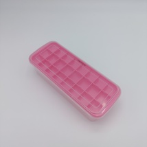 VISEAPLUM Ice cube molds Stackable Ice Cube Maker Mold with Clear Boxes, Pink - £10.27 GBP