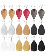 Faux Leather Teardrop Earrings Lot of 9 Pairs Wholesale Vegan Jewelry 3&quot; - $24.98