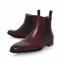 New Handmade Men&#39;s Burgundy Leather Chelsea Boots Chiseled Toe Formal Shoes - $148.49