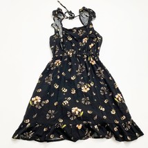 Wild Fable Black Floral Ruffle Sleeve Mini Dress Size XS Tie Back - $142.85 MXN