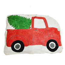 Painted Burlap Red Truck Hanging Christmas Winter Decor 29 Inch Holiday ... - $19.78