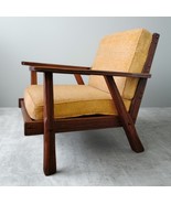 Brandt Ranch Oak Rustic Lounge Arm Chair Orig Gold Cushions Western Mid ... - $882.87 CAD