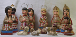 #1002 Mexican Clay Nativity - 13 pieces - Very Colorful! - $75.00