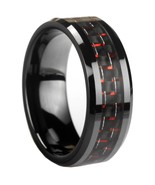 Black & Red Ceramic Ring 8mm Mens Womens Wedding Band; Sz: 5-13 - $34.95