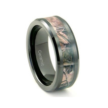 Black Ceramic Ring 8MM Hunting Camouflage Wedding Band Sz: 7-16 &amp; Half - £27.64 GBP
