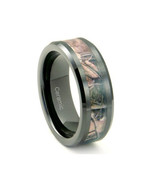 Black Ceramic Ring 8MM Hunting Camouflage Wedding Band Sz: 7-16 &amp; Half - €29,80 EUR