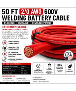 50 FT 2/0 AWG 600V Welding Battery Cable Red – Flexible Copper Power Wire - $295.00
