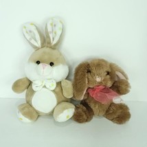 Lot Of 2 Sitting Easter Bunny Rabbit Plush 10&quot; Stuffed Animal Spring Kellytoy - £17.08 GBP