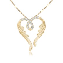 ANGARA Lab-Grown 0.1 Ct Diamond Angel Heart Pendant Necklace in 14K Soli... - £532.64 GBP