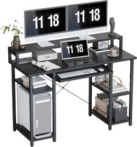 CubiCubi 47 Inch Computer Desk with Storage Shelves Monitor Stand Keyboard Tray, - £113.09 GBP