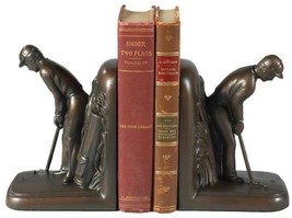 Bookends Bookend GOLF Lodge Putting Golfer Resin Hand-Painted Hand-Cast - £173.02 GBP