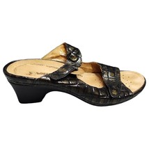 Romika Double Strap Sandals Womens Size 7.5-8 Black Gold Croc Comfort Sl... - $47.51