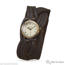 Rustic Fashion Watch with braided brown leather fashion band SMM - $48.37